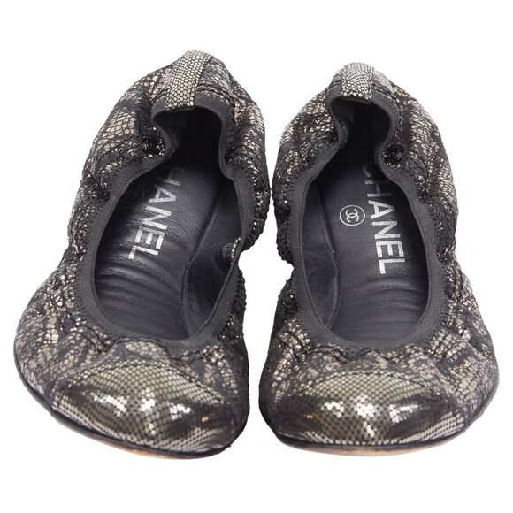 Chanel metallic copper print stretch ballerina flats - Picture 1 of 6